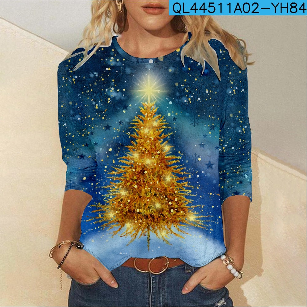 Creative Christmas 3D Printed Long Sleeve T-shirt | Streetwear