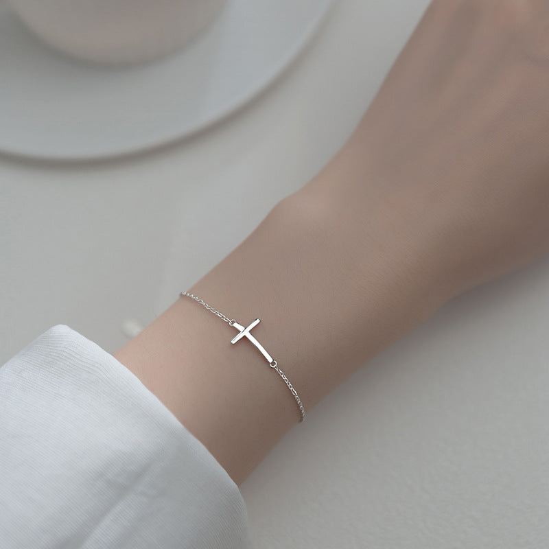 Silver Cross Chain Bracelet