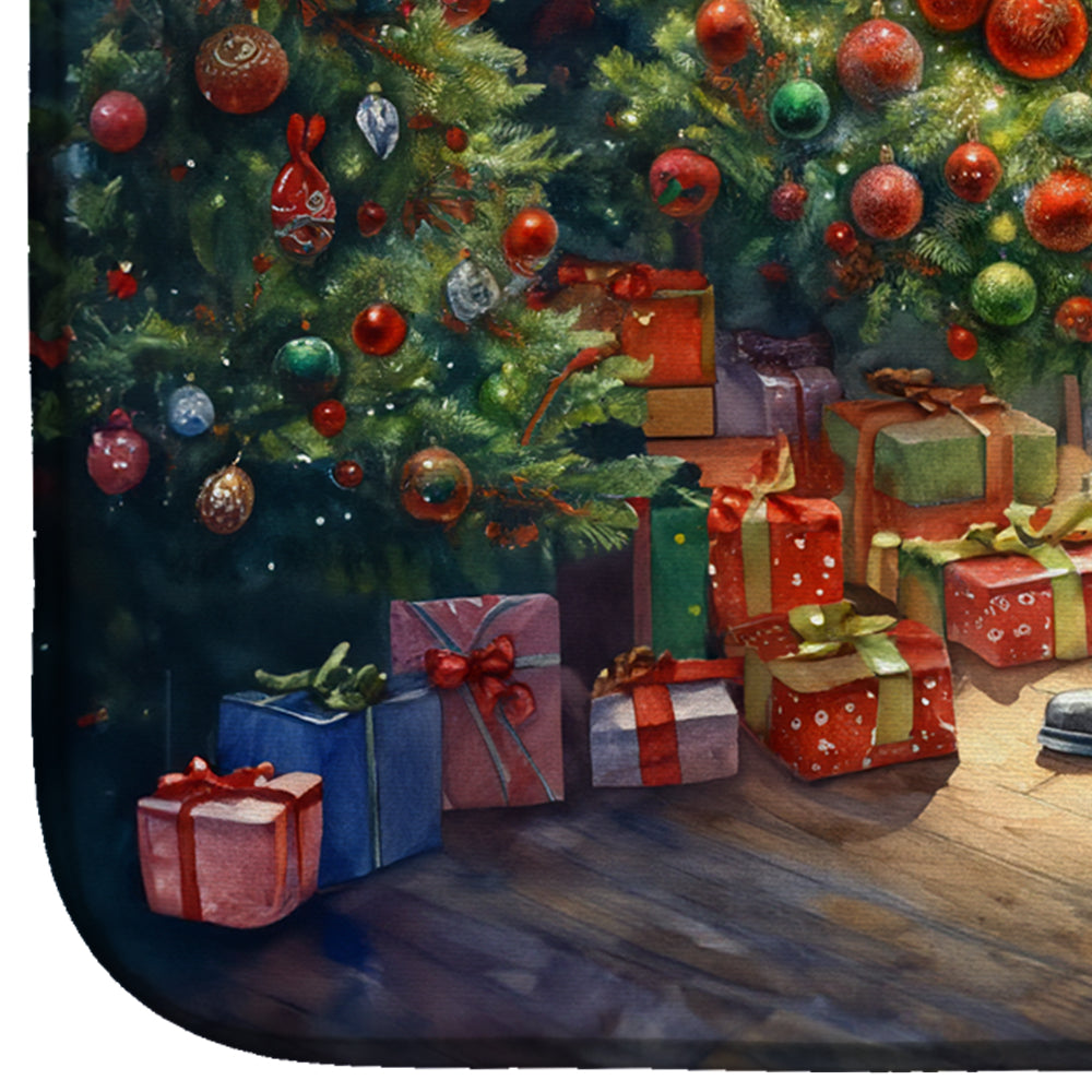 Bluetick Hound and Santa Claus Dish Drying Mat