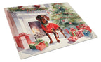 Dachshund Cozy Christmas Glass Cutting Board