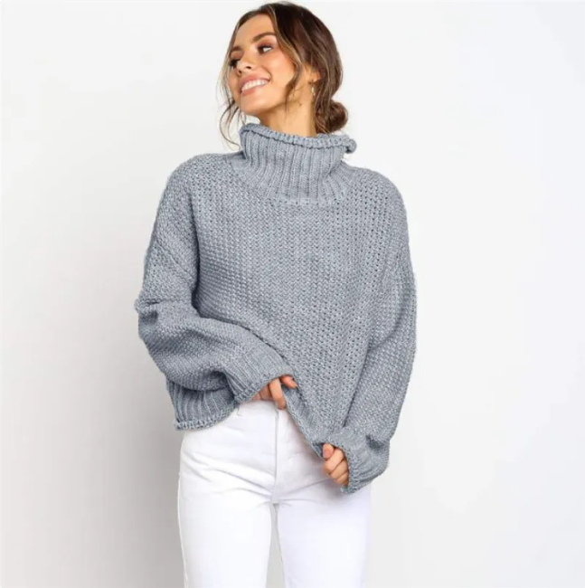 Women's Knitted High Collar Sweater