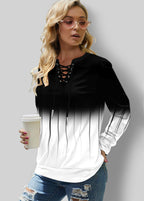 Autumn Print Lace Loose Sweater for Women