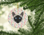 Balinese Cat Christmas Ceramic Ornament
