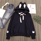Women's Embroidered Rabbit Ear Pocket Hoodie | Streetwear