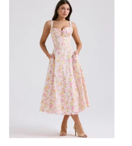 Valentina Lace Bustier Dress with Floral Print (One Piece)