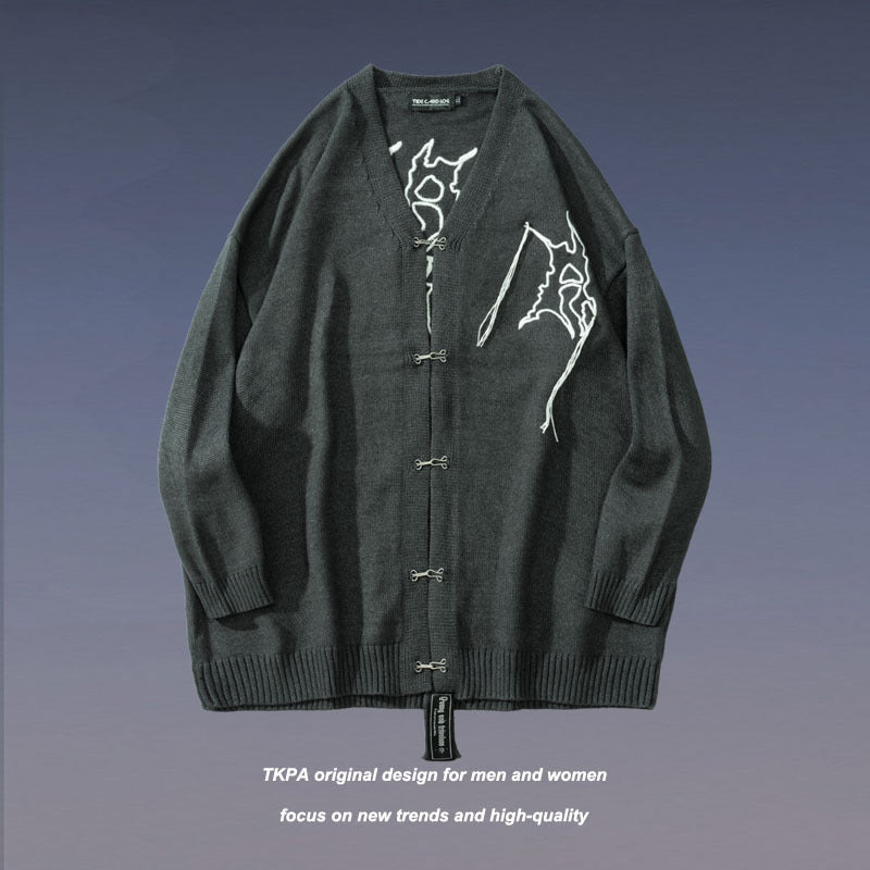 National Tide V Neck Wool Cardigan in Lazy Style