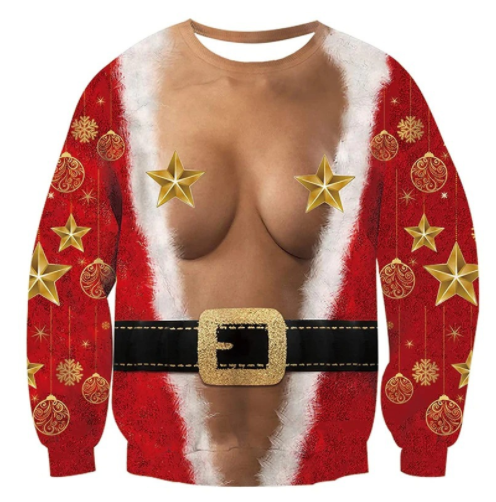 3D Christmas Sweatshirt with Fun Print for Couples | Streetwear