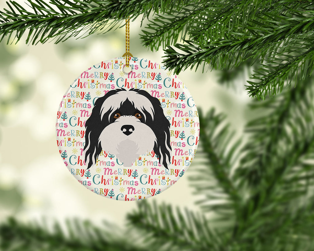 Tibetan Terrier Merry Christmas Ceramic Ornament