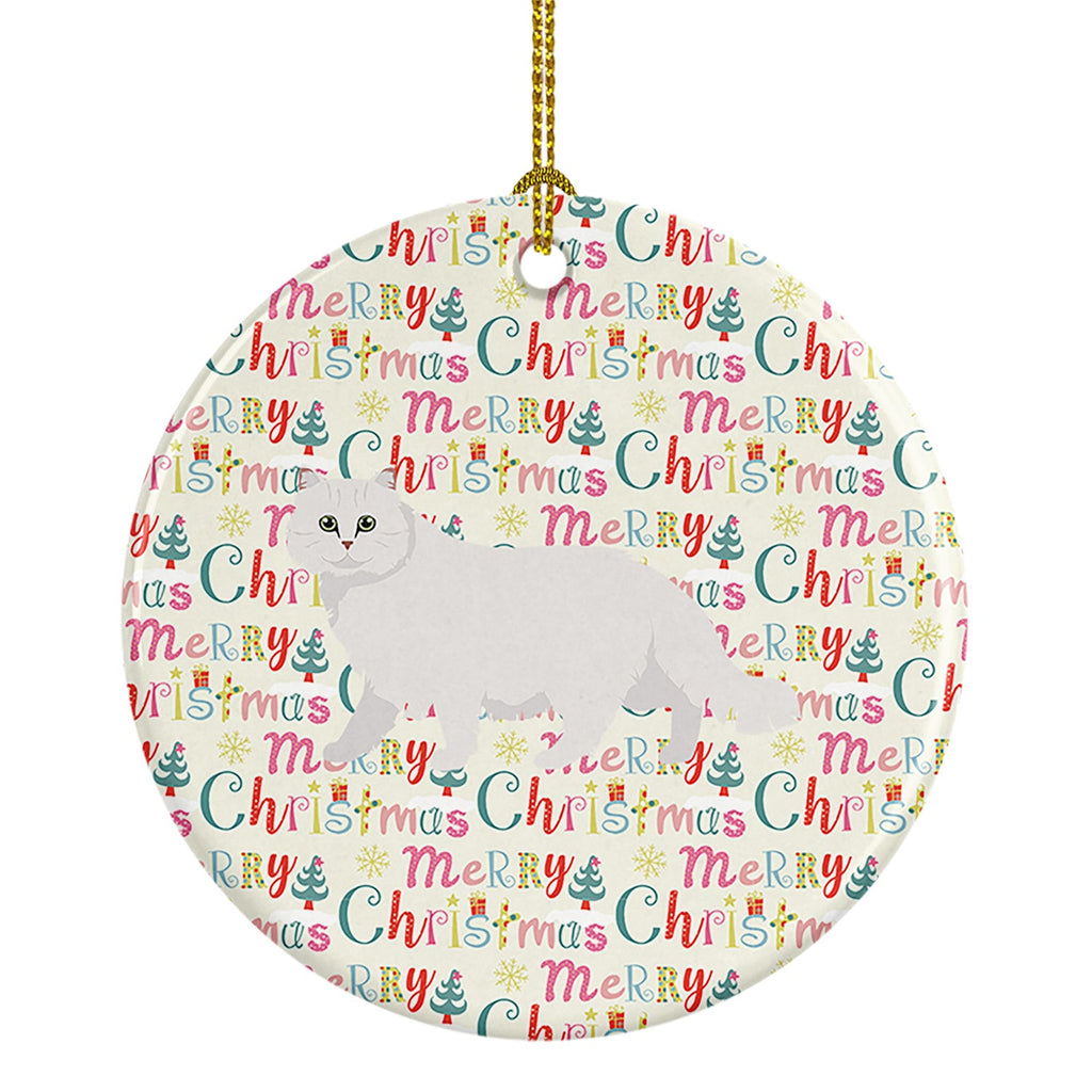 Chinchilla Persian Longhair Cat Christmas Ceramic Ornament