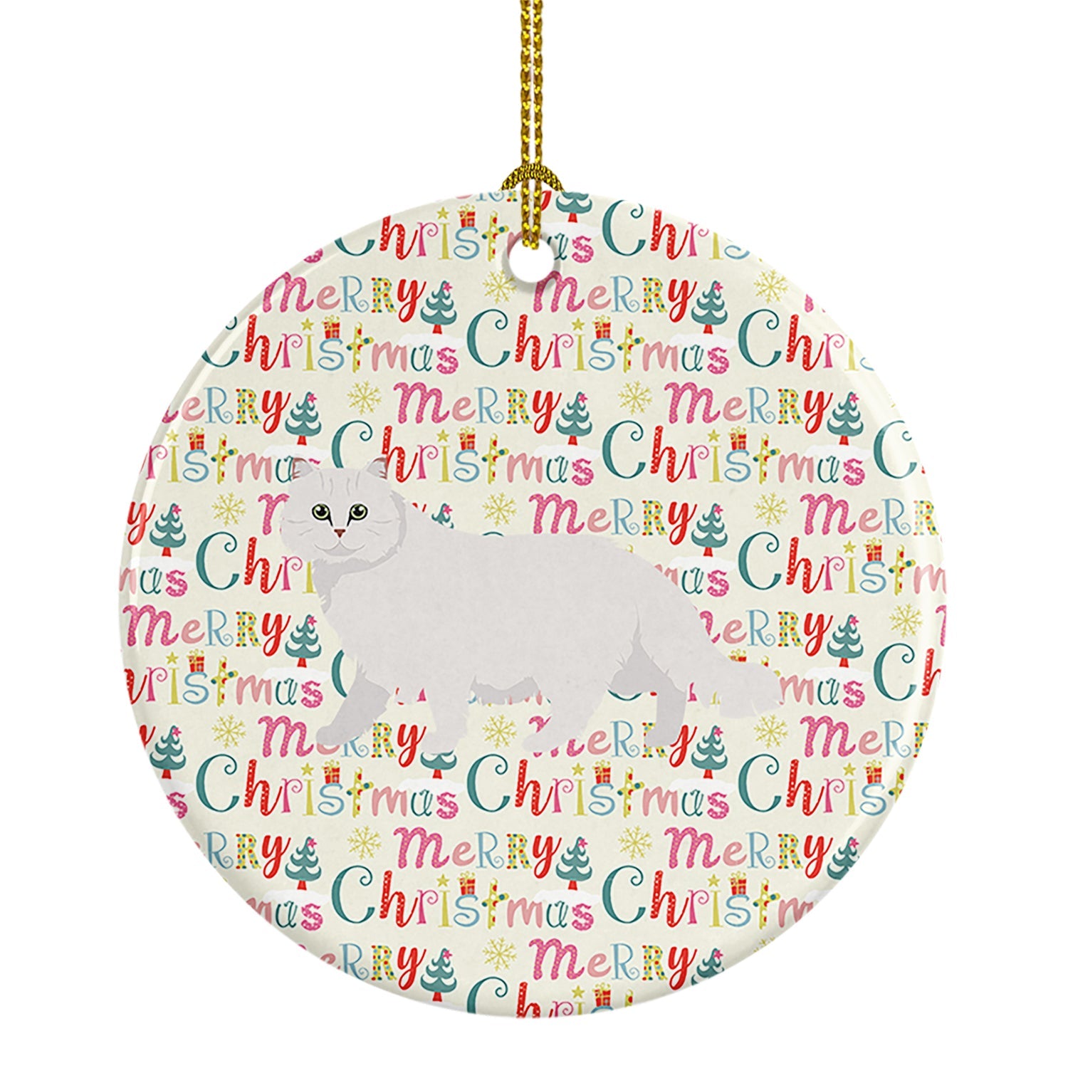 Chinchilla Persian Longhair Cat Christmas Ceramic Ornament