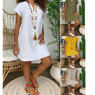 Women's Short Sleeve V-Neck Dress for Autumn/Summer