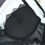 Black Lace Women's Lingerie with Adjustable Bra Support