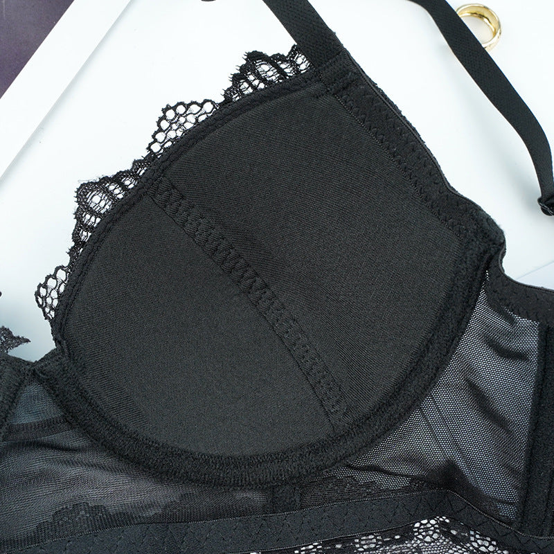 Black Lace Women's Lingerie with Adjustable Bra Support