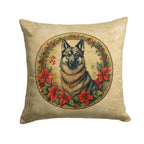 Norwegian Elkhound Christmas Flowers Throw Pillow