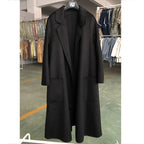 Women's Double-sided Wool Coat with Water Ripple Design