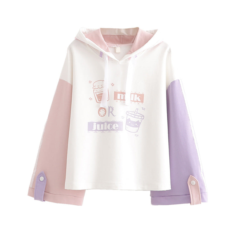 Casual Loose Plus Fleece Sweater for Teen Girls