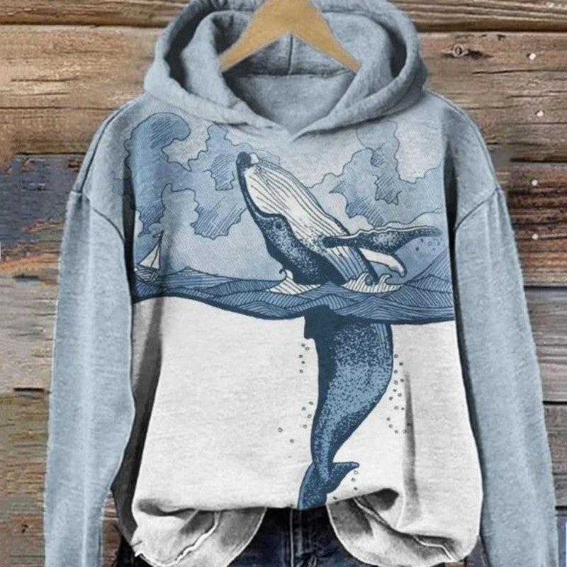 Hooded Sweatshirt Coat with Loose Draping Effect | Streetwear