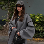 Retro Gray Short Belt Overcoat