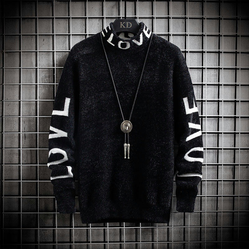 Men's High Neck Loose Fit Personalized Sweater