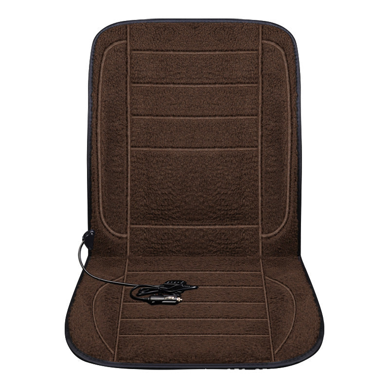"12V/24V Heated Wool Car Seat Cushion with Plug"