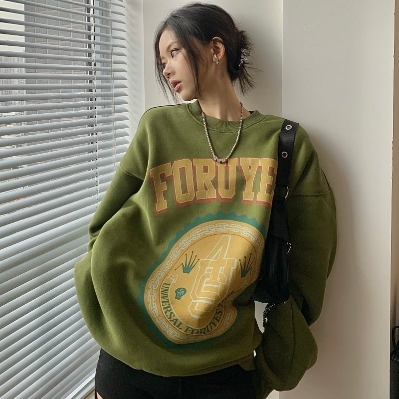 American Style Fleece Sweater in Avocado Green