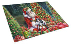 Cavalier Spaniel and Santa Claus Glass Cutting Board