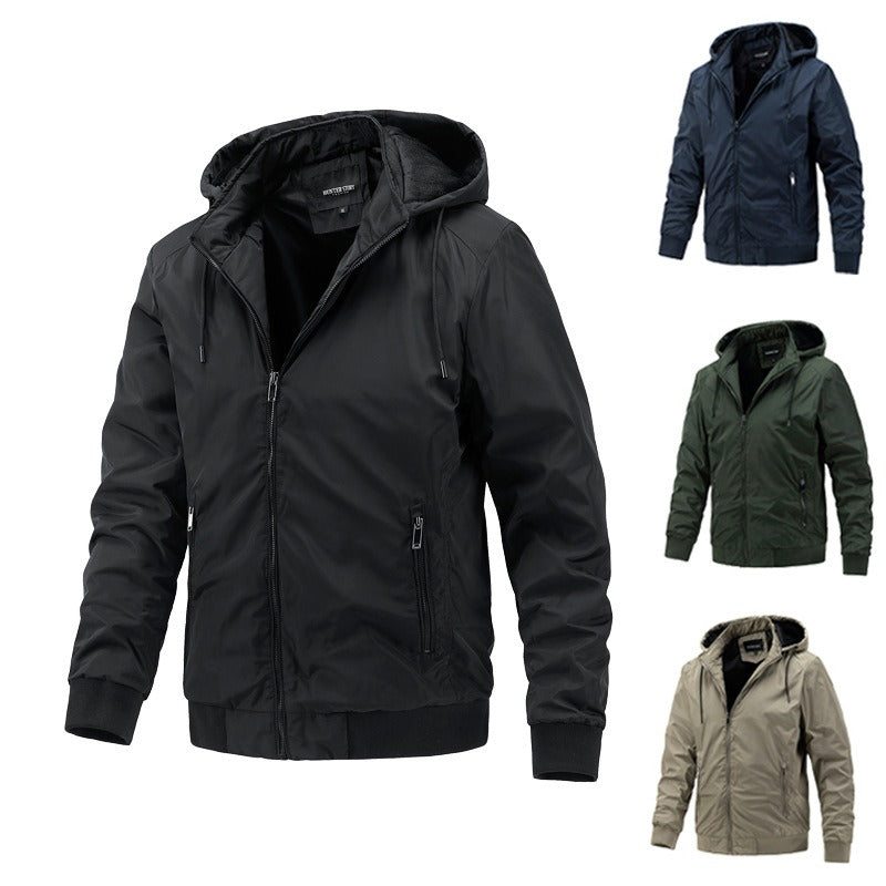 Men's Casual Thin Cotton Hooded Jacket - Large Size