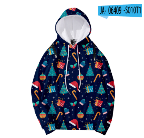 Christmas-Themed Loose Women's Sweater with Detachable Hood