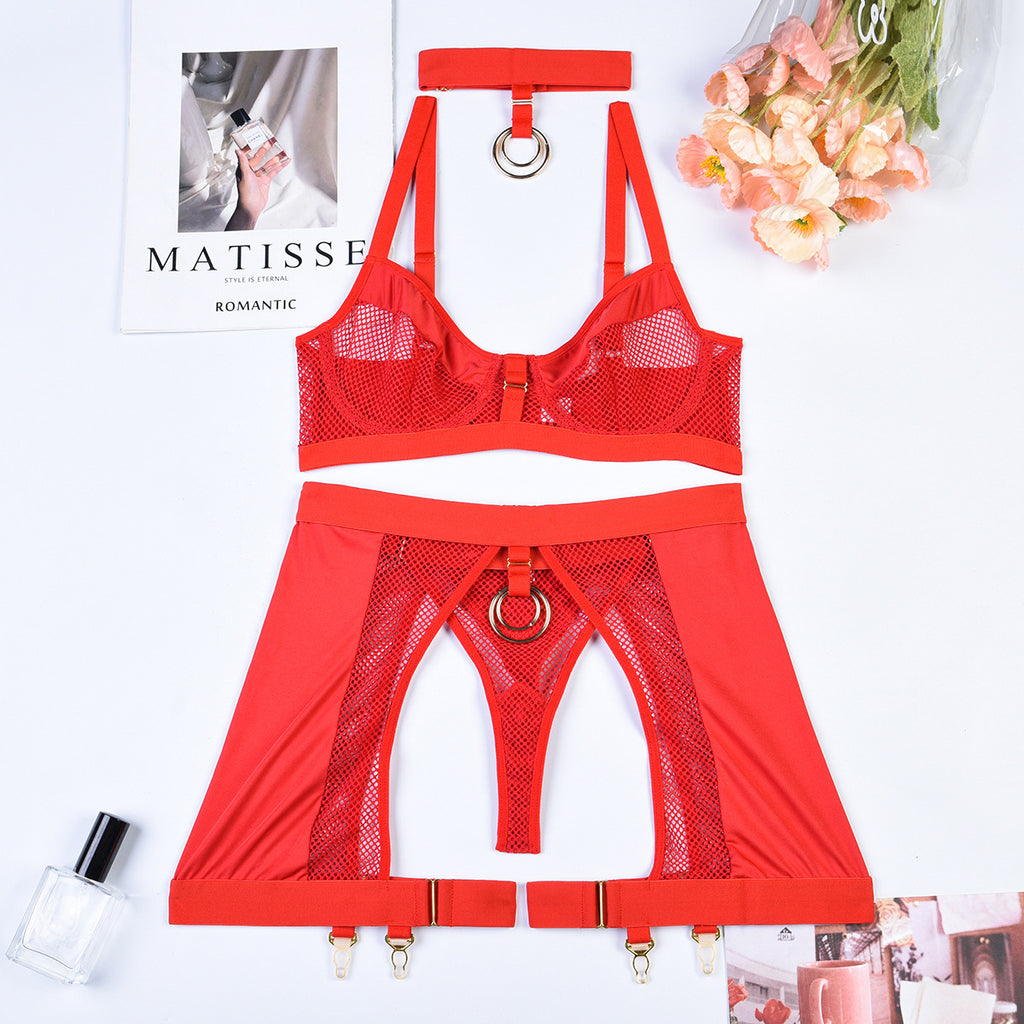 Siney European Style 4-Piece Lingerie Set with Underwire
