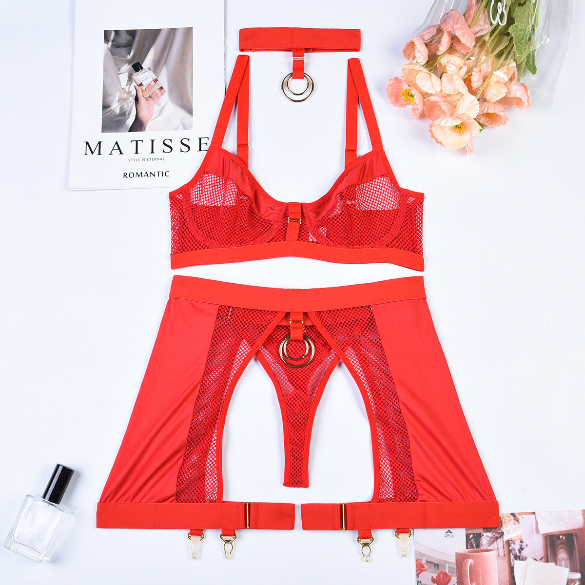 Siney European Style 4-Piece Lingerie Set with Underwire