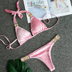 2020 Blue Velvet Women's Bikini with Crystal Accents