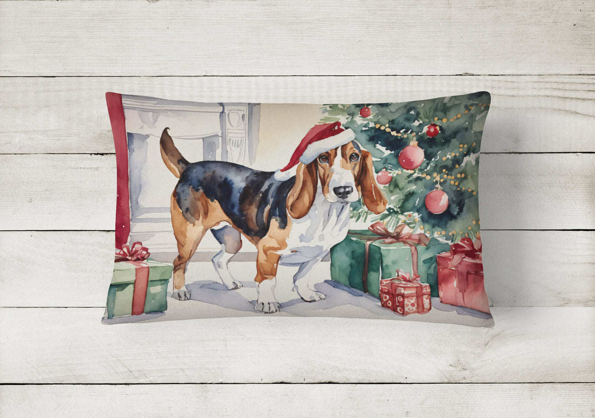 Basset Hound Christmas Throw Pillow