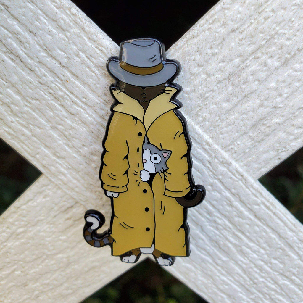 3 Cats a Trench Coat Pin