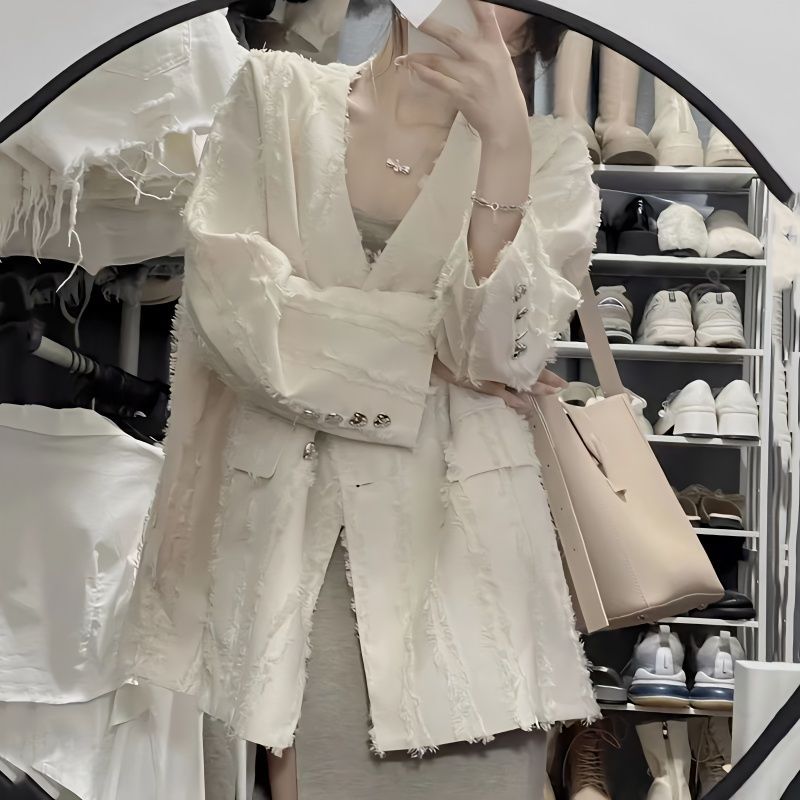 Rhinestone Beaded Mink Fur Quilted Winter Classic Long Coat