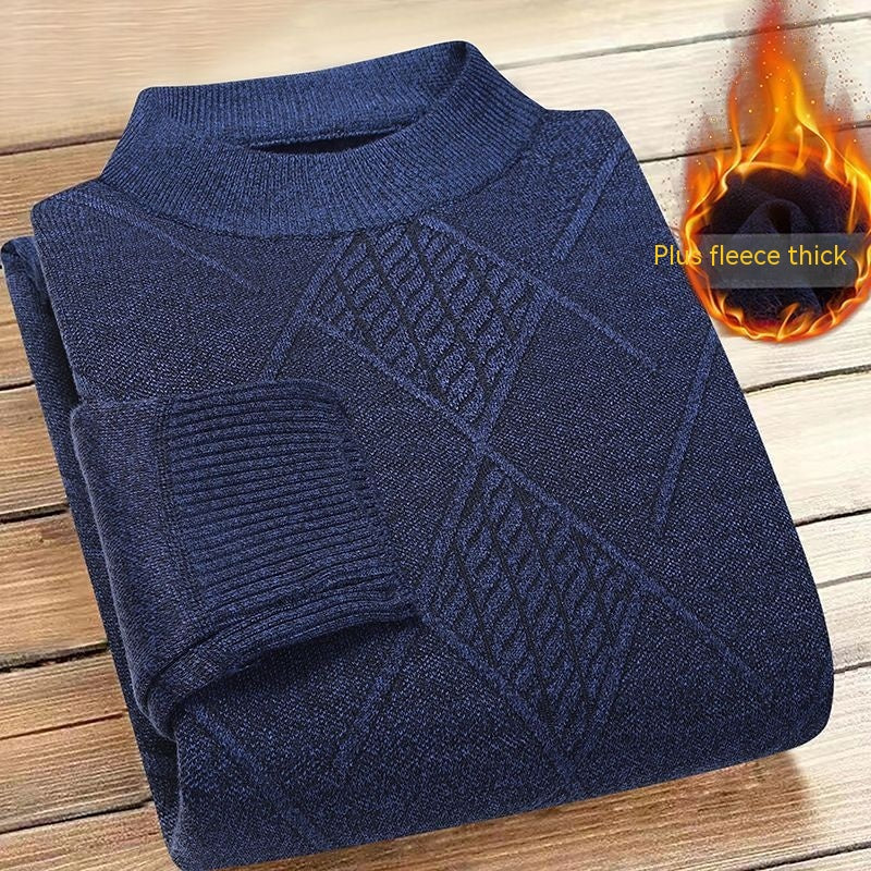 Men's Fleece-lined Sweater for Autumn and Winter