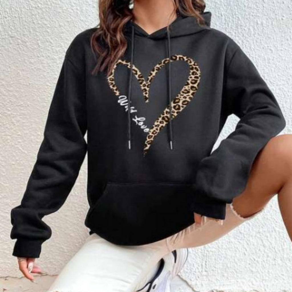 Retro Love Pattern Women's Hoodie Pullover College Style | Streetwear