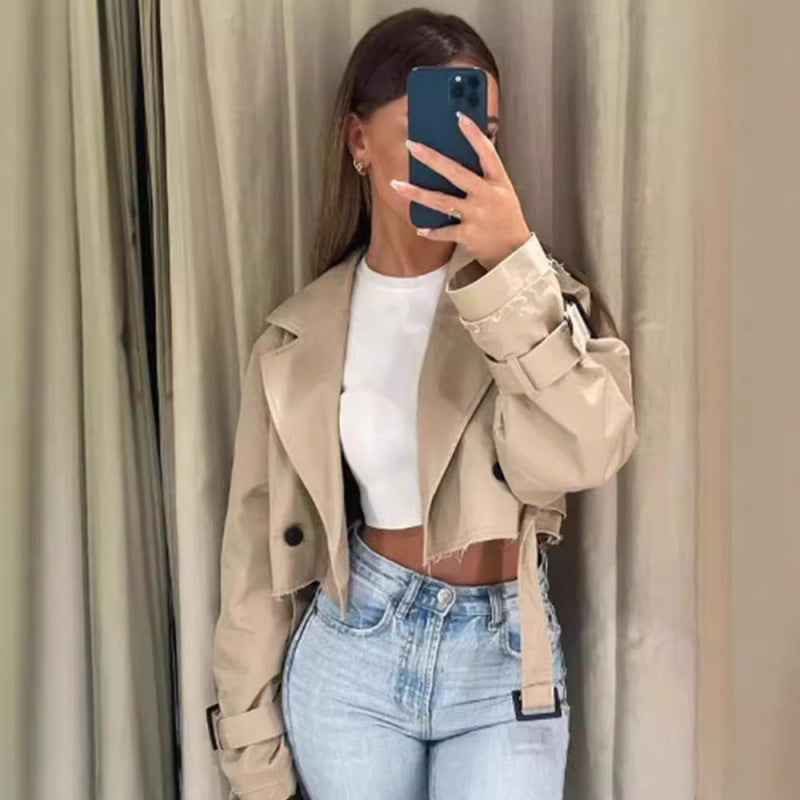 Long Sleeve Short Trench Coat