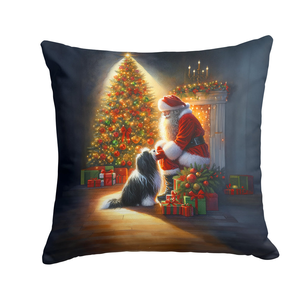 Tibetan Terrier and Santa Claus Throw Pillow