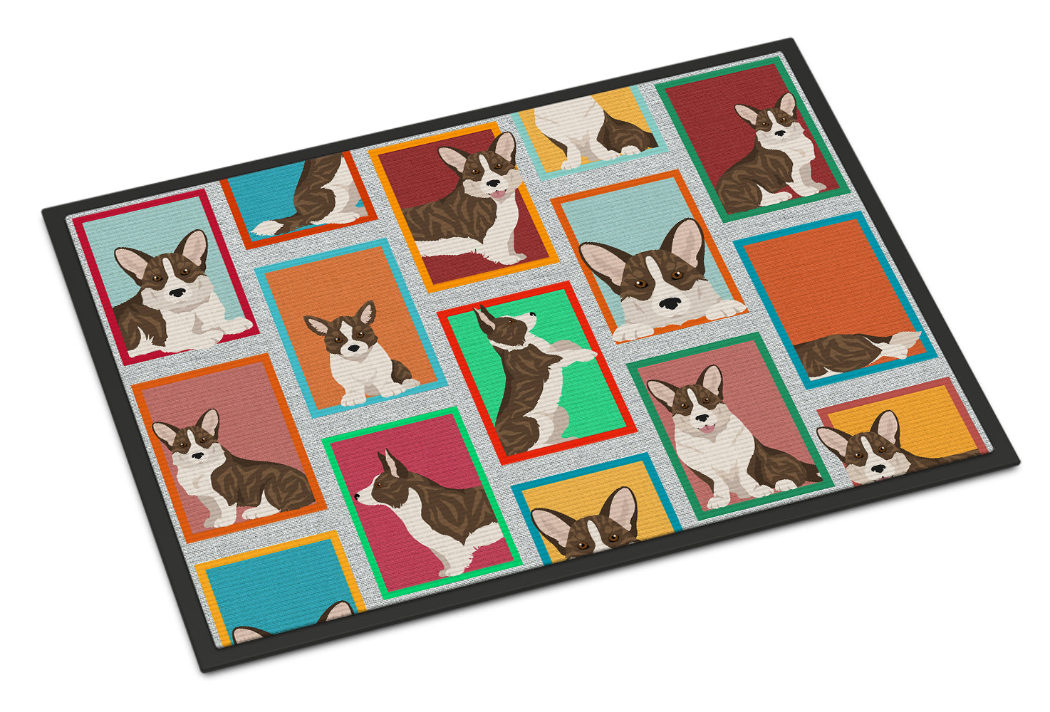 Lots of Brindle Cardigan Corgi Doormat