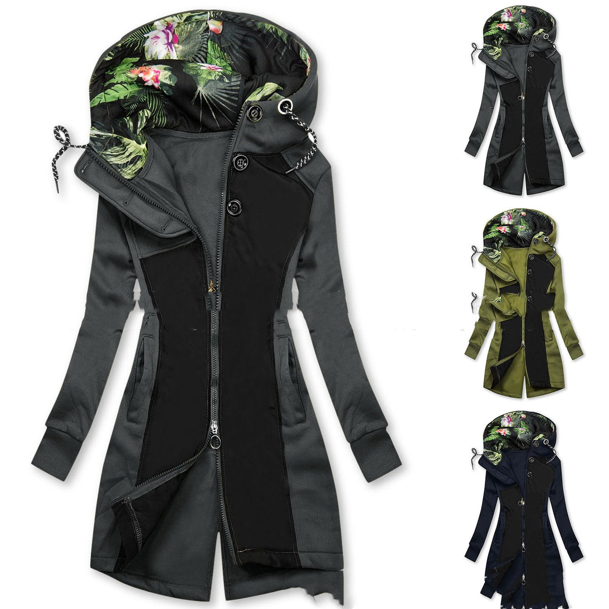 Slim Fit Mid-Length Hooded Trench Coat