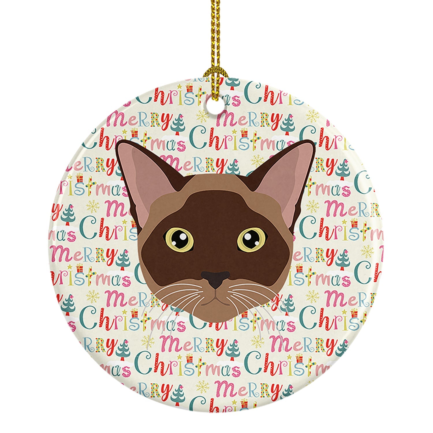 Burmese Cat Christmas Ceramic Ornament