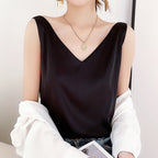 2024 Spring/Summer Women's Silk Satin V-Neck Tank Top