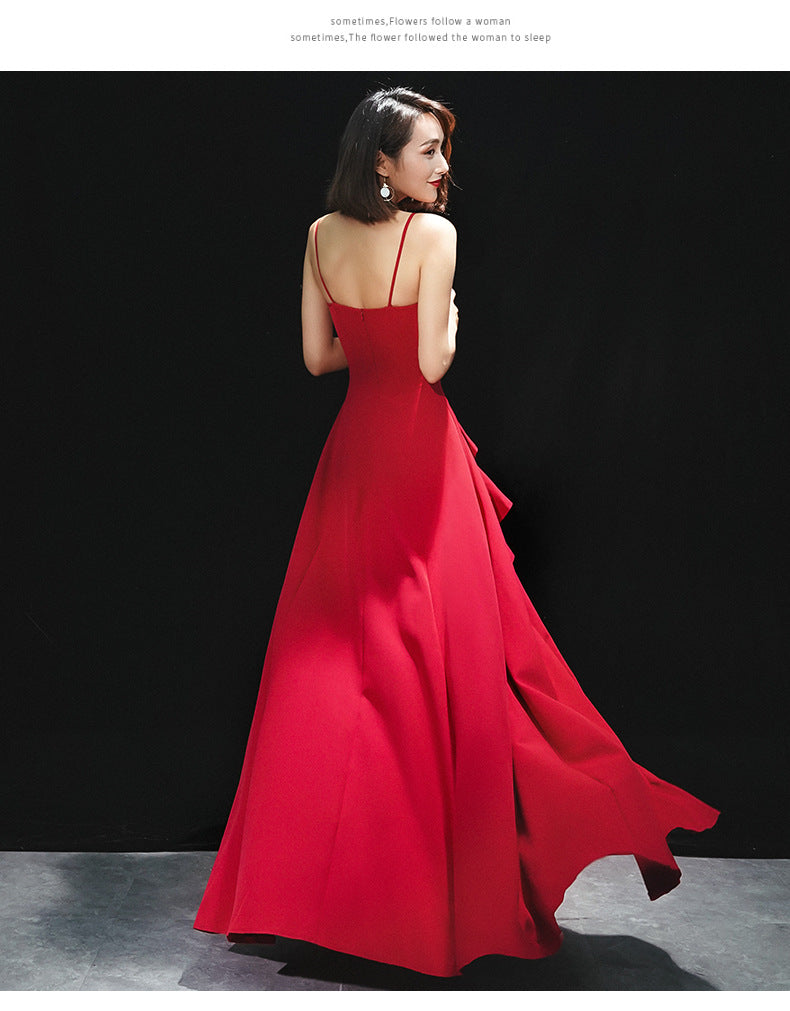 Red Long Sexy Evening Dress with Spaghetti Straps