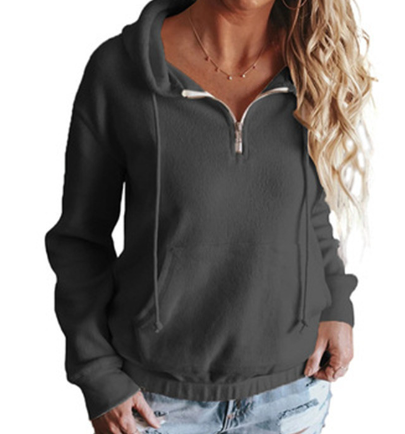 Solid Color Hooded Long Sleeve Sweatshirt for Women | Streetwear