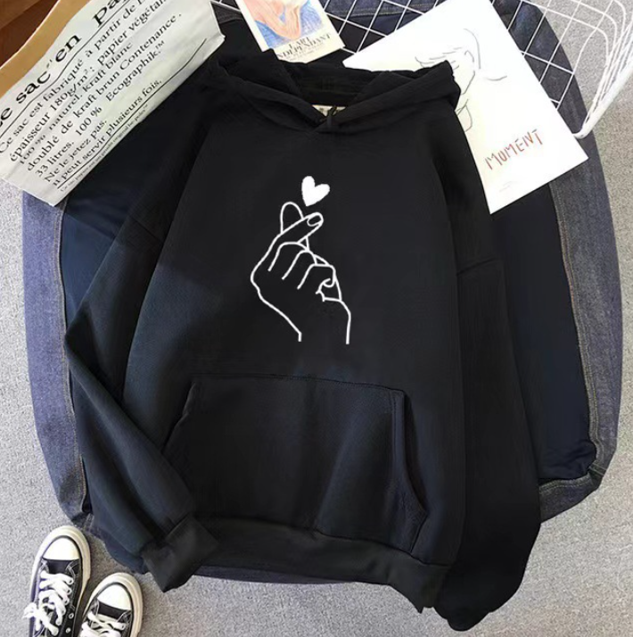 Candy Color Fleece Hoodie Sweater with Heart Design | Streetwear