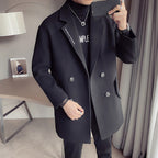 Double-Breasted Mid-Length Woolen Coat