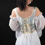 European Style Floral Embroidery Corset Top