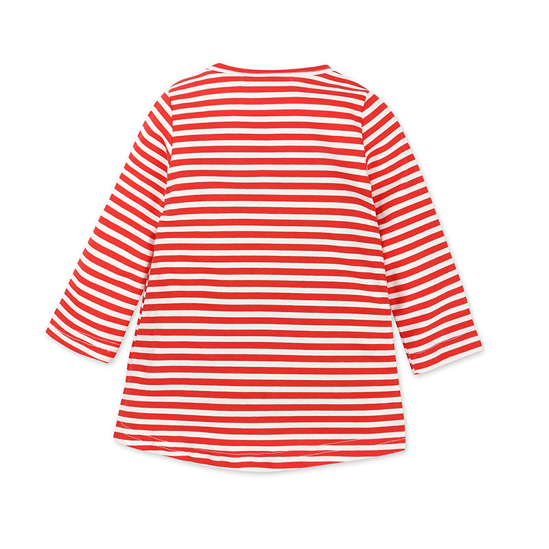 2019 Cotton Christmas Dress for Girls with Snowman Stripes