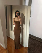 Solid Color Sleeveless Sling Long Dress
