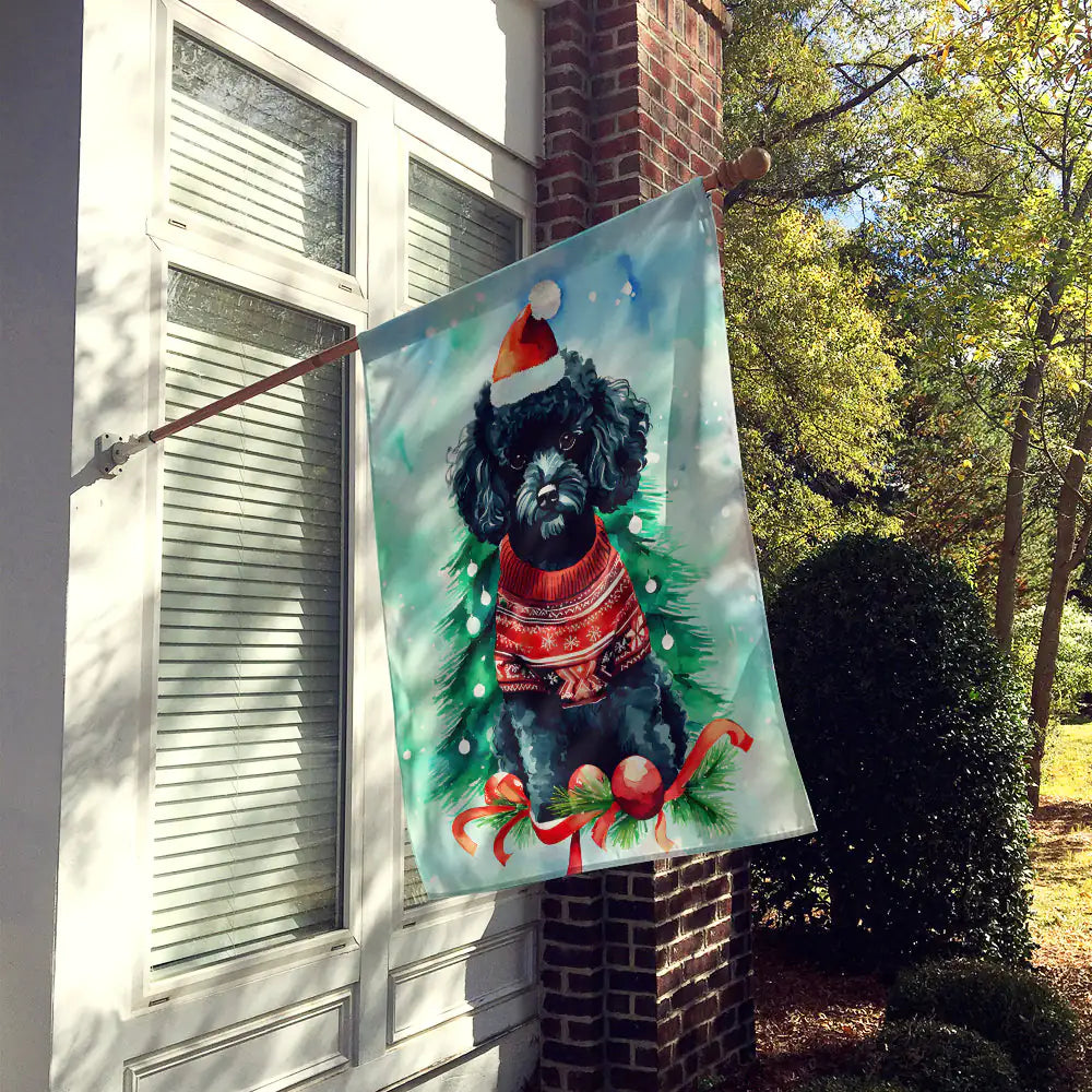 Poodle Christmas House Flag